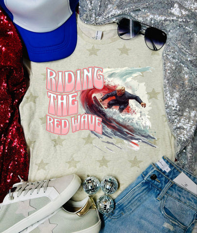 *DTF* Riding the Red Wave Code Five Star Natural Tee