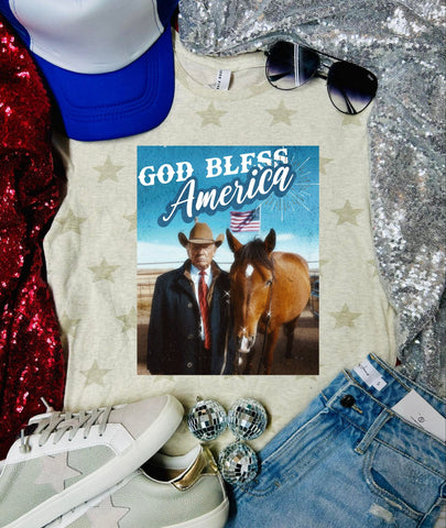 *DTF* God Bless America & T Code Five Star Natural Tee