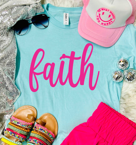 Neon Pink Faith Heather Purist Blue