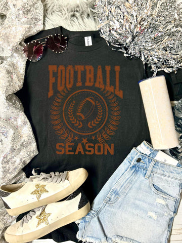 *DTF* Preppy Football Season Black Tultex Tee