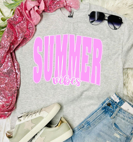 Summer Vibes Neon Ash Grey Tee