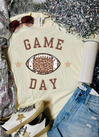 *DTF* Game Day Leopard Natural Tee