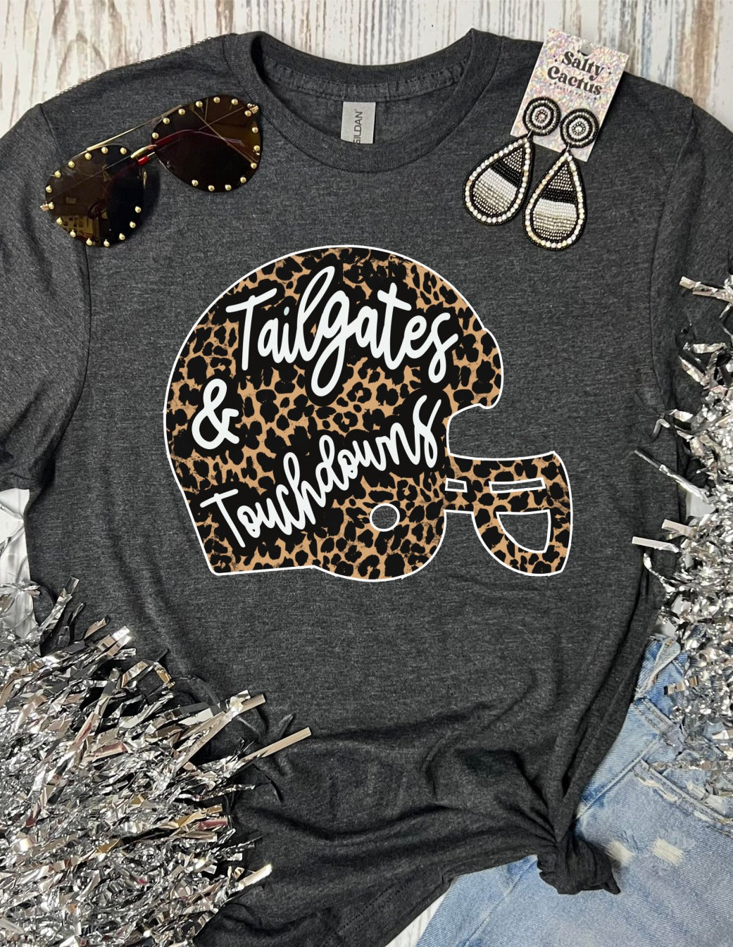 *DTF* Leopard Helmet Tailgate Colorful Tees