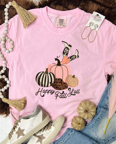 *DTF* Happy Fall Y'all Disco Blossom Comfort Color Tee