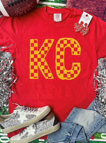 *DTF* KC Checkered Yellow Red Comfort Color