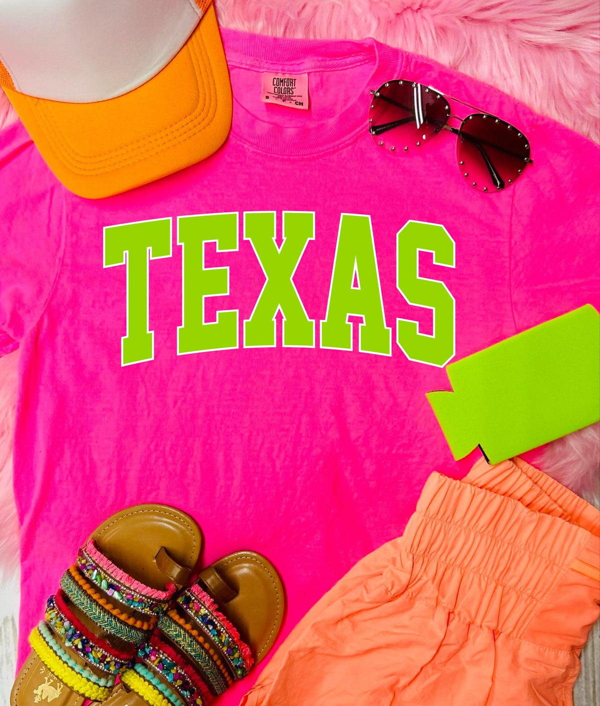 *DTF* Neon State Neon Pink Comfort Color Tee