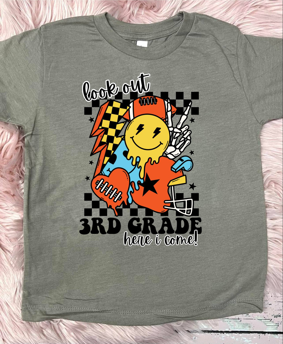 *DTF* Boys Look Out Here I Come Checkered Stone Grey Tee