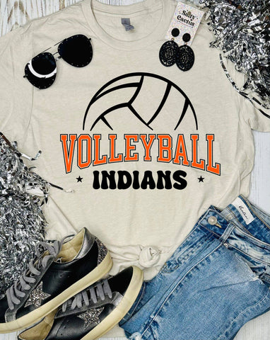 Custom Volleyball Mascot Tan Tee