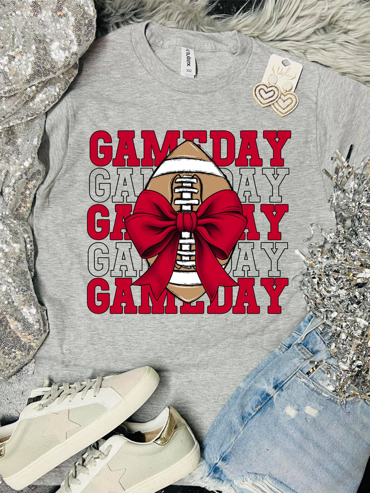 *DTF* Gameday Bow Ash Grey Tultex Tee