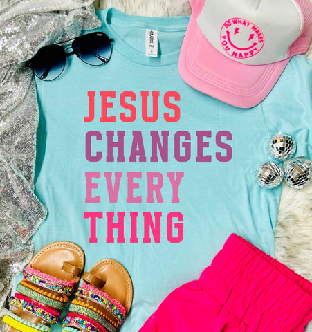 Colorful Jesus Changes Everything Heather Purist Blue