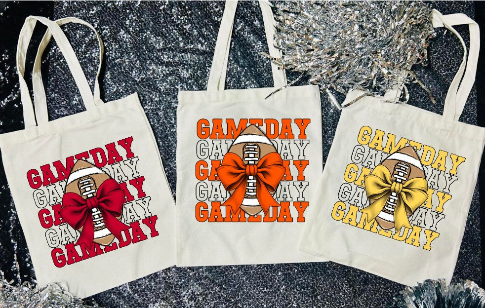 Gameday Bow Football Tote Bag