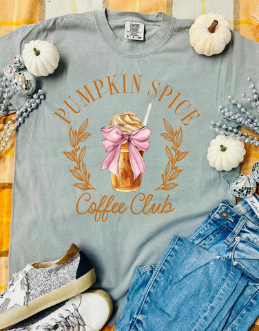 *DTF* Pumpkin Spice Coffee Club Grey Comfort Color