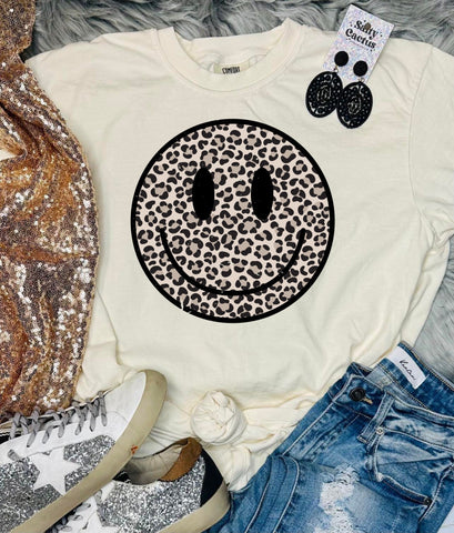 *DTF* Smiley Leopard Ivory Comfort Color