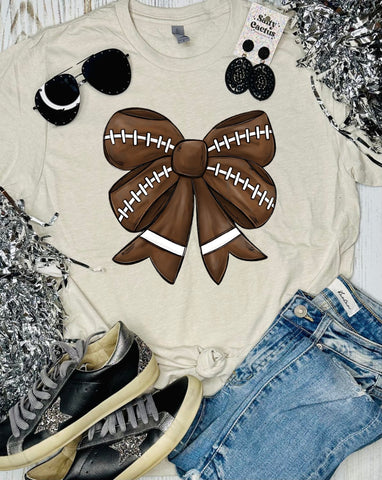 *DTF* Football Bow Tan Tee