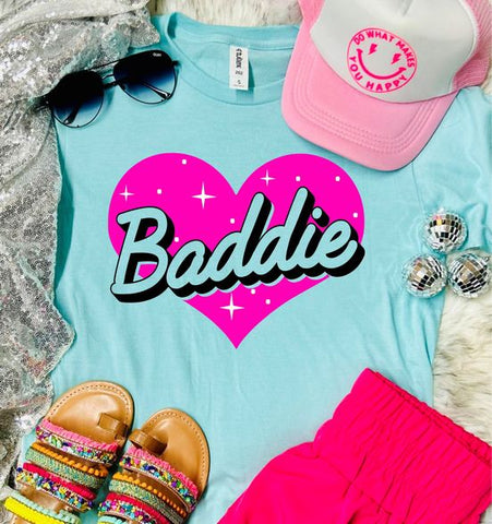 Baddie Heart Heather Purist Blue Tee