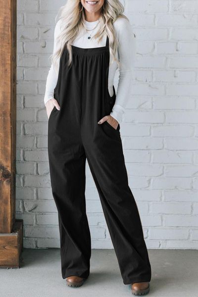 Corduroy Pocketed Wide Leg Overall