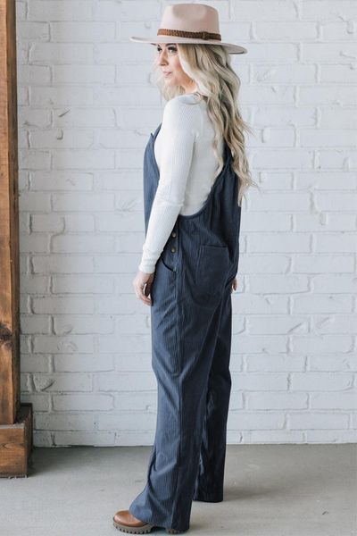 Corduroy Pocketed Wide Leg Overall