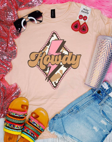 Diamond Howdy Peach Tee