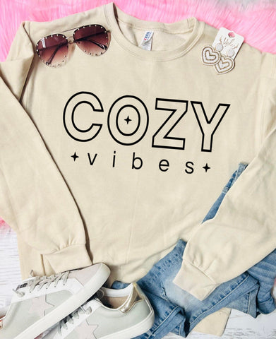 Cozy Vibes Star Tan Sweatshirt