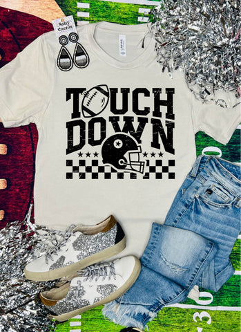 Touch Down Checkered Tan Tee