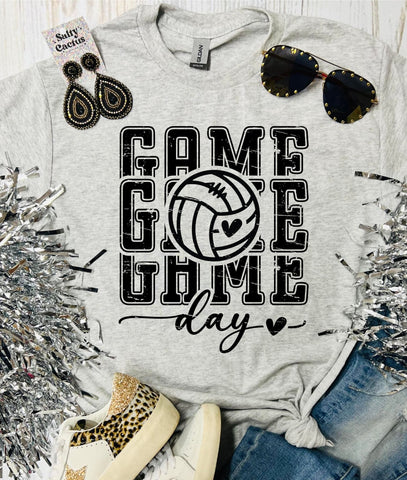 Gameday Volleyball Heart Ash Grey Tee