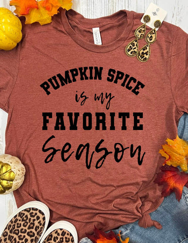 Pumpkin Spice Is My Favorite Season All Black Design on Clay Tee