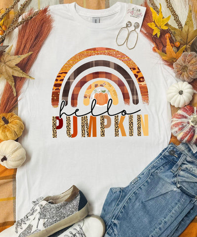 Hello Pumpkin Rainbow White Tee