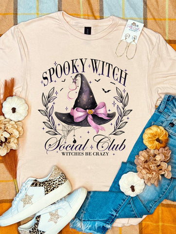 Spooky Witch Social Club Peach Tee