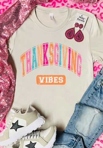 Thanksgiving Vibes Bright Colors Tan Tee