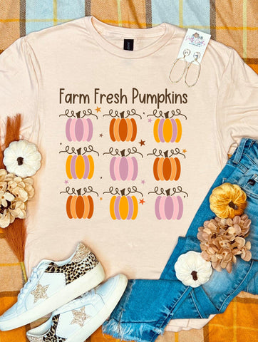 Farm Fresh Pumpkins Colorful Peach Tee