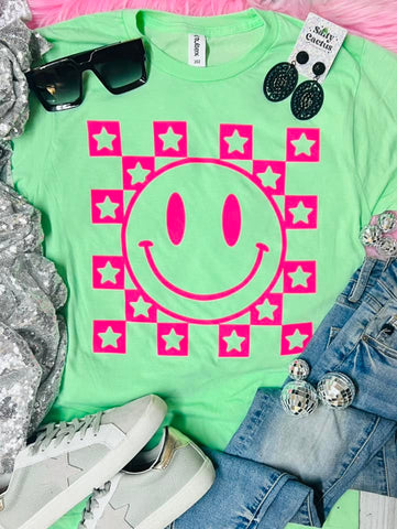 *RTS* Neon Pink Smiley Neon Mint Tultex