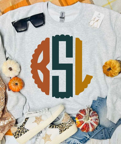 Neutral Colors Monogram Ash Grey Sweatshirt