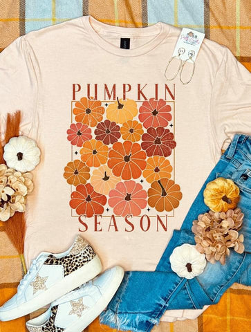 Vintage Flowers Pumpkin Season Peach Tee