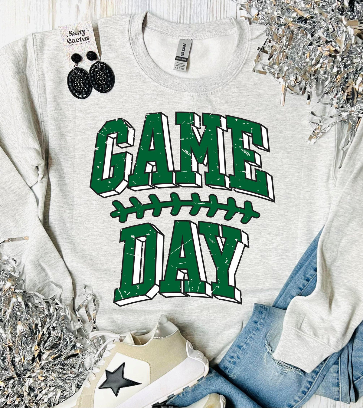 Game Day Vintage Stitches Ash Grey Sweatshirt