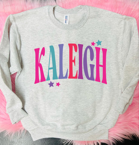 Girl Colorful Name Ash Grey Sweatshirt