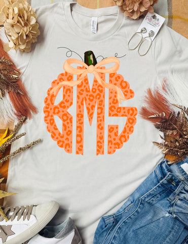 Pumpkin Monogram Tan Tee