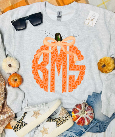 Pumpkin Monogram Ash Grey Sweatshirt