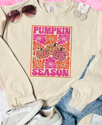 Neon Colors Pumpkin Season Tan Sweatshirt