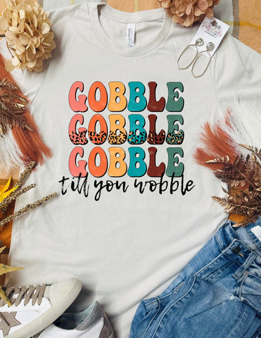 Gobble Gobble Till You Wobble Tan Tee