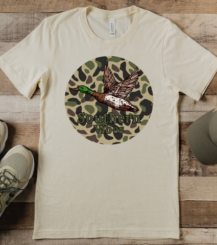 Southern Vibes Camo Circle Tan Tee