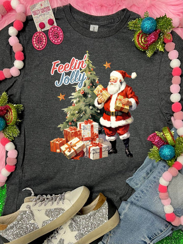 *DTF* Santa Claus Feeling Jolly Dark Grey Tee