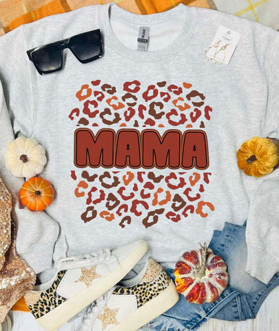 Fall Leopard Print Custom Name Ash Grey Sweatshirt