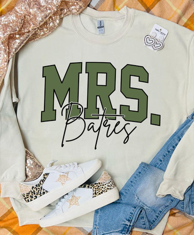 Fall Green Design Custom Name Tan Sweatshirt