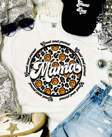 Mama Leopard Basketball Circle White Tee