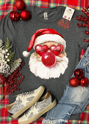 *DTF* Santa Red Bubble Dark Grey Tee