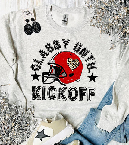 Classy Until Kickoff Ash Grey Sweatshirt