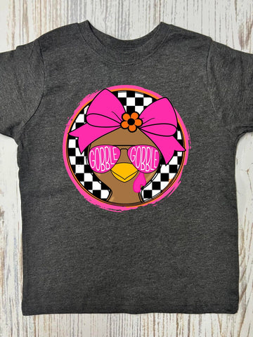 *DTF* Gobble Girl Bow Dark Grey Tee