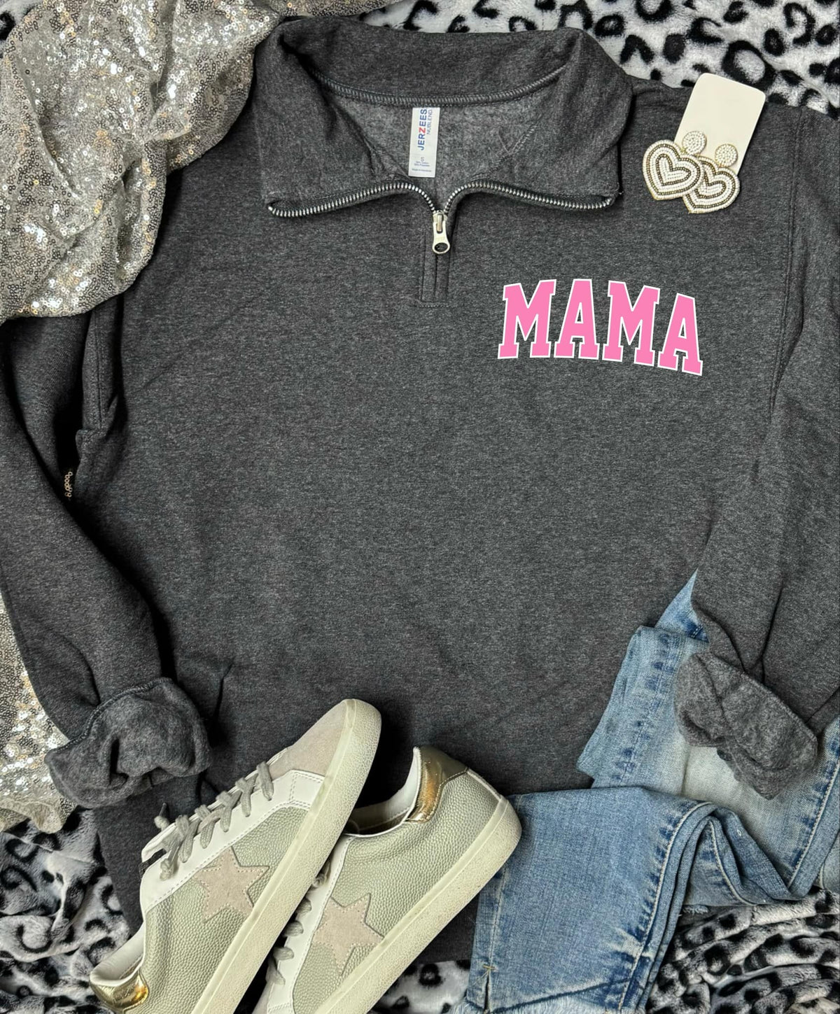 *DTF CUSTOM* Two Toned Custom Name Dark Grey 1/4 Zip Sweatshirt