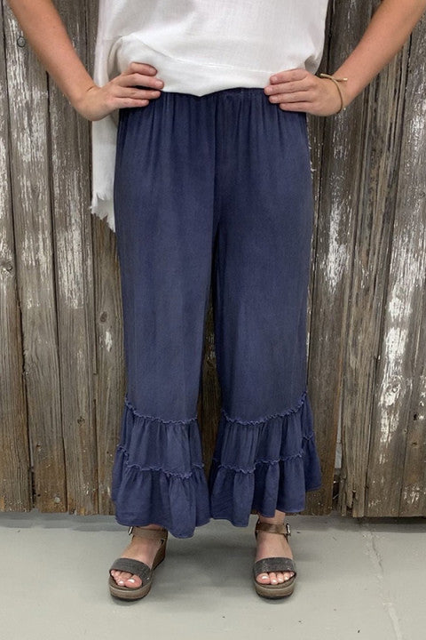 Ruffle Wide Leg Casual Pants