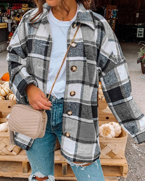 Large Plaid Shirt Jacket